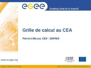 Enabling Grids for Escienc E Grille de calcul