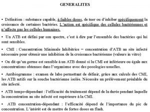 GENERALITES Dfinition substance capable faibles doses de tuer