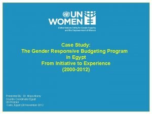 Case Study The Gender Responsive Budgeting Program in