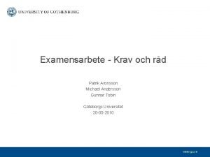 Examensarbete Krav och rd Patrik Aronsson Michael Andersson