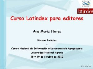 Curso Latindex para editores Ana Mara Flores Sistema