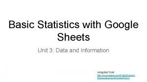 Descriptive statistics google sheets