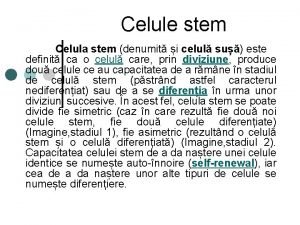 Celule stem Celula stem denumit i celul su