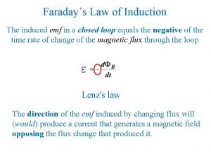 Faradays Law of Induction The induced emf in