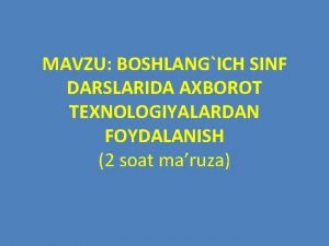 Boshlang'ich sinflarda axborot texnologiyalari pdf