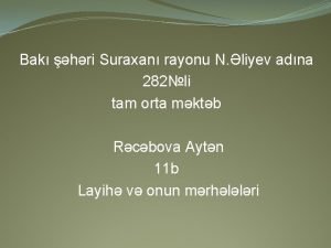 Bak hri Suraxan rayonu N liyev adna 282li