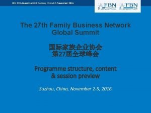 FBN 27 th Global Summit Suzhou China 2