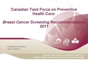 Canadian task force on preventive health care