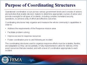 Operational coordination is considered