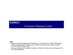 Production plan example