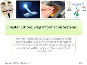 Chapter 10 Securing Information Systems Having thorough plans