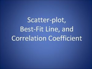 Scatterplot BestFit Line and Correlation Coefficient Definitions Scatter
