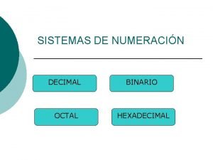 Sistemas de numeracion binario decimal octal hexadecimal