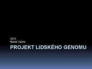 2010 Marek Vcha PROJEKT LIDSKHO GENOMU Lidsk genom