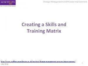 Change Management and Process Improvement Creating a Skills