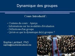 Cours introductif Cours introductif