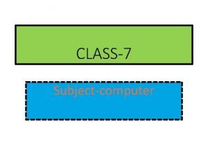 CLASS7 Subjectcomputer Chapter1 Computer software The computer has