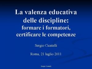 La valenza educativa delle discipline formare i formatori