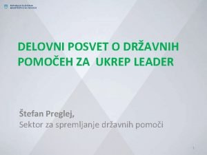 REPUBLIKA SLOVENIJA MINISTRSTVO ZA FINANCE DELOVNI POSVET O