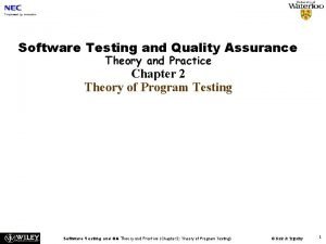 Quality assurance theory