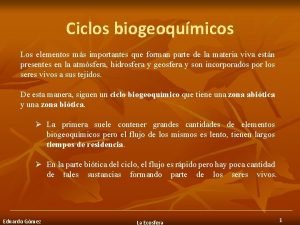 Ciclos biogeoqumicos Los elementos ms importantes que forman