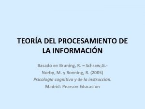 TEORA DEL PROCESAMIENTO DE LA INFORMACIN Basado en