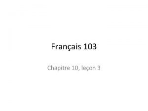Franais 103 Chapitre 10 leon 3 Les associations