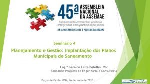 Seminrio 4 Planejamento e Gesto Implantao dos Planos