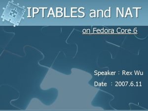 IPTABLES and NAT on Fedora Core 6 SpeakerRex