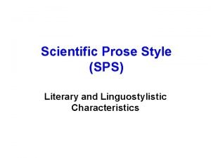 Scientific prose style examples
