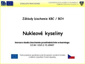 Zklady biochemie KBC BCH Nukleov kyseliny Inovace studia