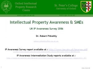 Intellectual Property Awareness SMEs UK IP Awareness Survey