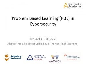 Problem Based Learning PBL in Cybersecurity Project GEN