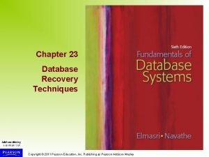 Chapter 23 Database Recovery Techniques Copyright 2011 Pearson