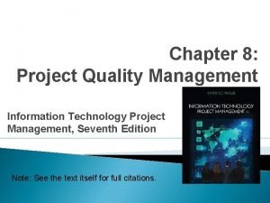 Information technology project management 8th edition
