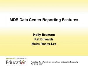Mde data reports and analytics