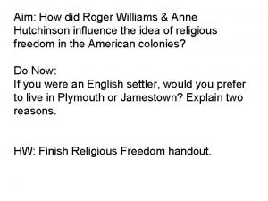 Roger williams and anne hutchinson