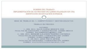 NOMBRE DEL TRABAJO IMPLEMENTACIN DE UN PROCESO DE