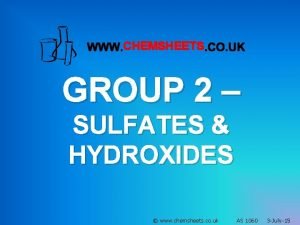 CHEMSHEETS GROUP 2 SULFATES HYDROXIDES www chemsheets co