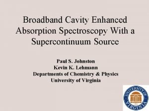 Broadband Cavity Enhanced Absorption Spectroscopy With a Supercontinuum