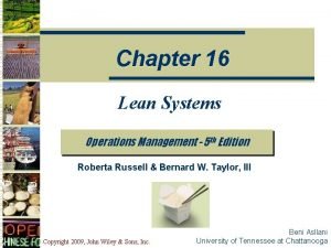 Lean systems operations management Lean systems operations management