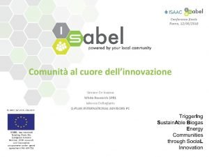 Conferenza finale Roma 12062018 Comunit al cuore dellinnovazione