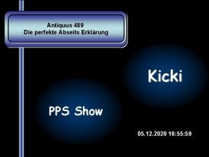 Antiquus 489 Die perfekte Abseits Erklrung Kicki PPS