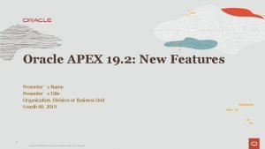 Oracle apex 19