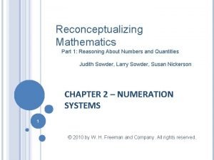 Reconceptualizing Mathematics Part 1 Reasoning About Numbers and