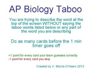Biology taboo