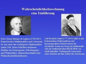 Wahrscheinlichkeitsrechnung eine Einfhrung Carl Friedrich Gau 1777 1855