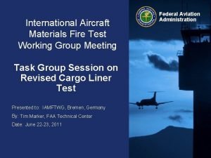 International Aircraft Materials Fire Test Working Group Meeting