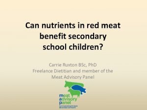 Can nutrients in red meat benefit secondary school