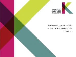 Bienestar Universitario PLAN DE EMERGENCIAS COPASO PLAN DE